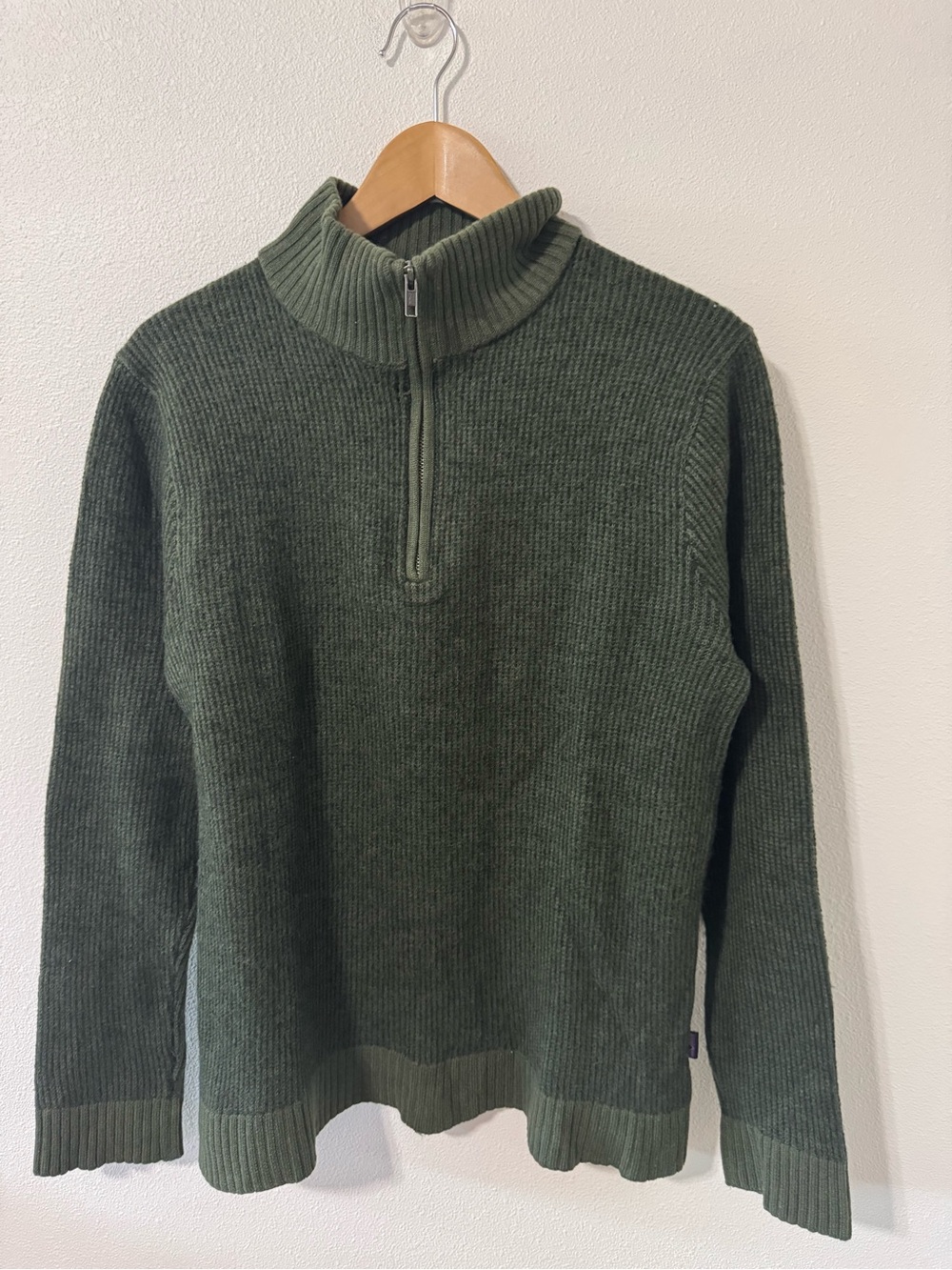 Patagonia Merino 1/4-Zip Sweater Heather Green Preppy Outdoor Gorpcore-Large